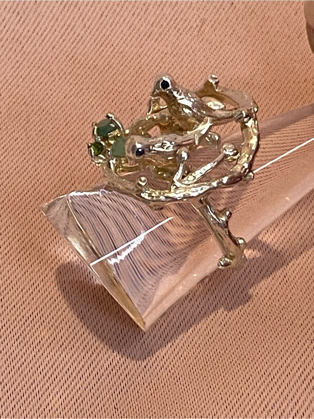 Artisan Silver Branch Ring with Emerald & Peridot